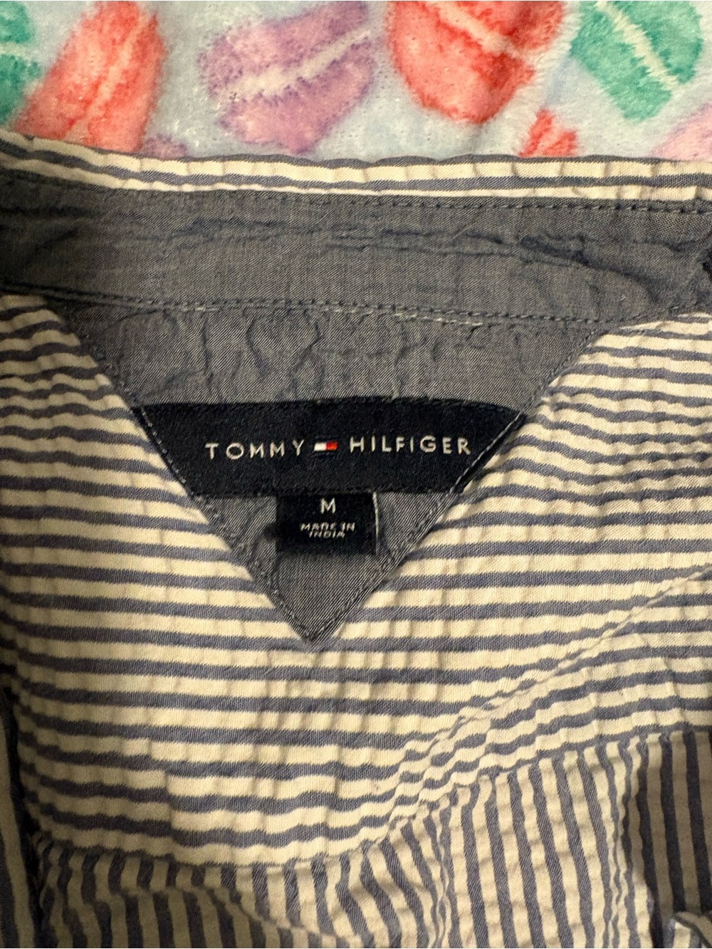Tommy Hilfiger Women's Blue & White Striped Button-Up Top